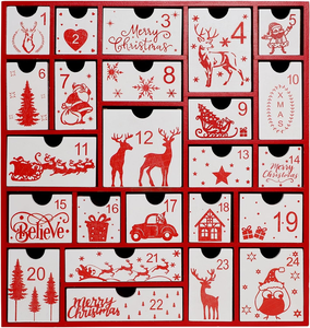 Grande casetta in legno con cerniera 35x25x9, scatola in legno per calendario dell'avvento con 24 cassetti, scatola in legno per calendario dell'avvento. - Product Image 3