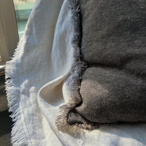 Sang trọng mềm trắng đơn giản và đơn sắc tinh khiết pháp Linen ném lờ mờ bằng tay - Product Image 4