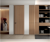 Porte intérieure en bois moderne sur mesure avec panneau en cristal de carbone, porte de chambre résistante à l'humidité, porte intérieure en bois pour projet hôtelier