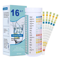 16 dalam 1 Strip Tes Air Minum, Kit Tes Air Keran dan Sumur Rumah Tangga 100 Strip untuk Tes Air Sumur, Keran, Rumah, dan Air Kota
