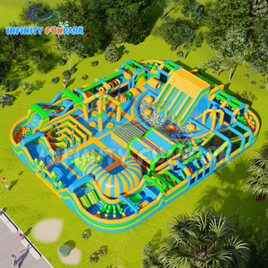 Parc à thème de château d'amusement gonflable jaune/bleu/vert personnalisé-Parc de rebond commercial géant-LOGO gratuit - Product Image 2
