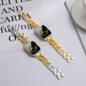 Tali jam tangan Resin Tautan transparan untuk apple Watch Band 5 4 42mm 38mm Correa <span class=keywords><strong>Loop</strong></span> pergelangan tangan baja untuk Iwatch Series 6/5 gelang jam - Product Image 4