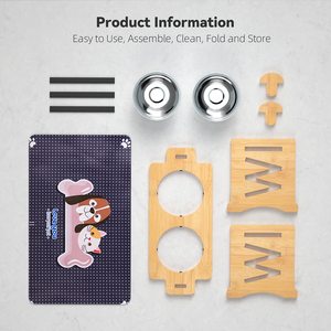 Mangkuk anjing berdiri bambu kustom yang dapat diatur dengan alas dan 2 mangkuk baja tahan karat tempat makan hewan peliharaan yang ditinggikan antiselip untuk hewan peliharaan - Product Image 6