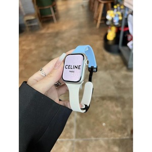 Coque en silicone à blocs de couleurs + <span class=keywords><strong>bracelet</strong></span> pour <span class=keywords><strong>Apple</strong></span> <span class=keywords><strong>Watch</strong></span> 10 Band 44mm 40mm 45mm 41 49mm 42 38 <span class=keywords><strong>Bracelet</strong></span> pour IWatch <span class=keywords><strong>Ultra</strong></span> Series 8 SE - Product Image 4
