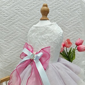 Pet <b>Clothes</b> Iridescent Tulle Skirt Pink Dress <b>For</b> <b>Small</b> <b>Dog</b> Puppy Outfits Four Seasons Polyester Material - Product Image 3