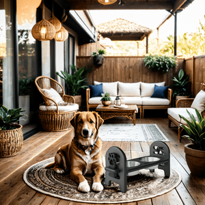 Tazón ajustable de acero inoxidable para mascotas con base duradera de HDPE para alimentación de agua de perros y gatos, uso en interiores y exteriores. - Product Image 4
