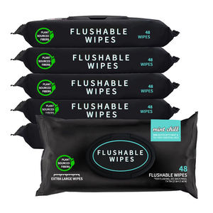 100% Plant-Based Spunlace Fibers Custom Logo Flushable Wet Wipes Alcohol-Free Household Cleaning Fragrant For Toilet Use