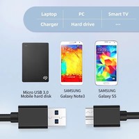 Kabel USB 3.0 ke Micro B Tahan Lama dan Kecepatan Tinggi untuk Transfer Data Hard Disk Kamera, Pengisian Cepat, dan Catu Daya Perangkat Seluler