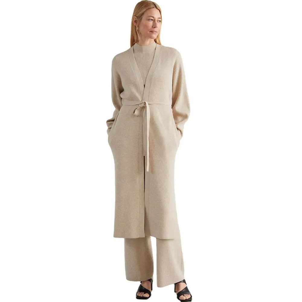 Cardigan feminino casual, casaco feminino de malha com mangas compridas, cor sólida, 2022