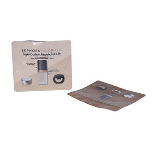 中国工厂直销铝箔拉链锁设计塑料化妆品平底小袋带标志 - Product Image 3