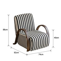 Fauteuil individuel de salon au design créatif et moderne, avec revêtement en tissu à motif zèbre et accoudoirs en bois