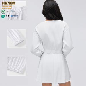 Veste de sport respirante à séchage rapide pour le tennis et le golf, manches longues, fine, zippée, pour femmes, ensembles de jupes de tennis fitness - Product Image 2