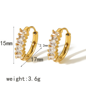 Fashion <b>Cuff</b> <b>Earrings</b> 18K Gold Stainless Steel Geometric Zircon For Women - Product Image 5