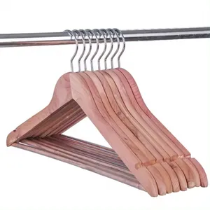 Factory wholesale luxury solid wood hangers retro cedar wooden cloth hangers