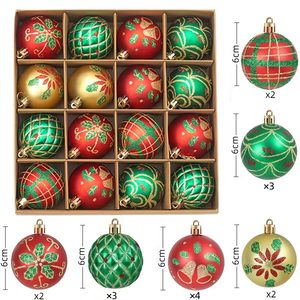 Collection Cross-Border Painted Electroplated <b>Christmas</b> Tree Decorations <b>Gift</b> <b>Box</b> 44PCS Assorted Hanging Balls - Product Image 1