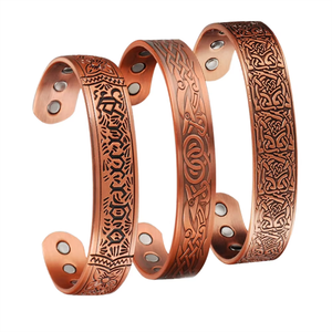 Fábrica al por mayor dos dragón ancho cambiable cobre puro brazalete vikingo cobre moda pulsera para hombres - Product Image 1