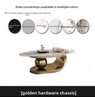 Table basse ovale moderne minimaliste de luxe avec plateau en marbre et structure en acier inoxydable BTCT006 pour salon ou appartement