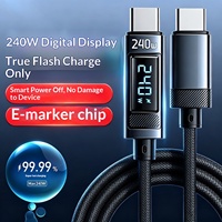 Kabel Pengisian Daya Super Cepat 240W dengan Layar Digital Real-time, Tipe-C, E-marker, dan Jalinan Nilon untuk Tablet