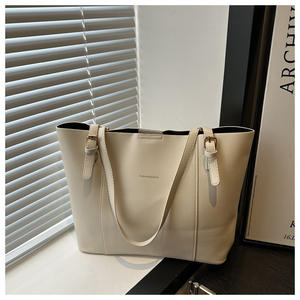 Nuova Borsa Tote da Shopping in Pelle PU alla Moda Coreana 2026 con Due Manici, Grande Capacità, Chiusura a Zip, Colore a Contrasto - Product Image 3