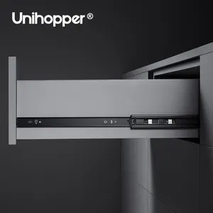 Unihopper 3 Fold Soft Close Telescopic Channel Ball Bearing Rail Auto Cabinet Hydraulic Drawer Slide