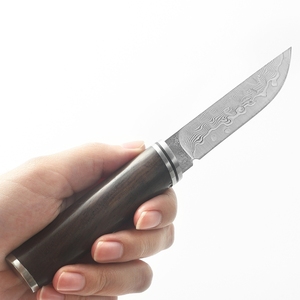 سكين جيب لصيد الأدغال في الهواء الطلق بدمشقة فائقة الحدة بمقبض من خشب الصندل - Product Image 1