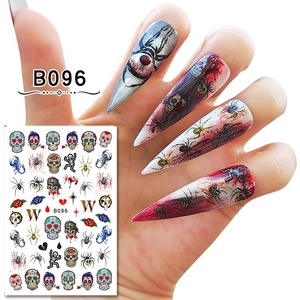 Autocollants pour ongles d'<span class=keywords><strong>Halloween</strong></span> avec motifs phosphorescents, crâne de fantôme, araignée, rouge et noir pour <span class=keywords><strong>manucure</strong></span> - Product Image 6