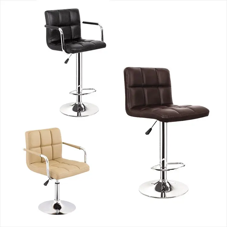 Klassisch modern luxus schwarzes leder höhenverstellbarer chromsockel hoher stuhl bar-sitztheke bar hocker bar stuhl