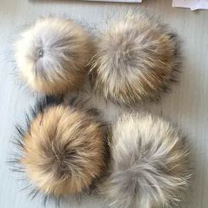 High Quality Wool Pompom 100% Raccoon Fur Pompon Raccoon Fur Ball For Hat