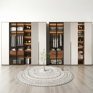 <span class=keywords><strong>Armadio</strong></span> Moderno Intelligente Personalizzato con Ante in Vetro, Scaffalature Aperte, Vetrina Espositiva e Cassettiera Contenitore - Product Image 2