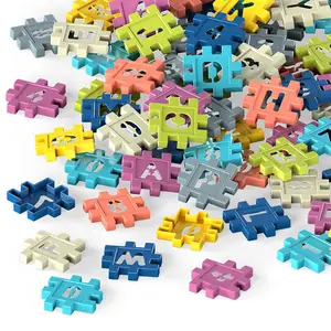 学前数学字母方形积木塑料联锁拼图积木玩具