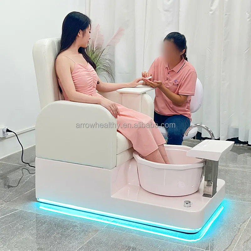 Lüks tırnak pedikür Spa Salon mobilya pembe renk pedikür istasyonları masaj pedikür sandalyesi