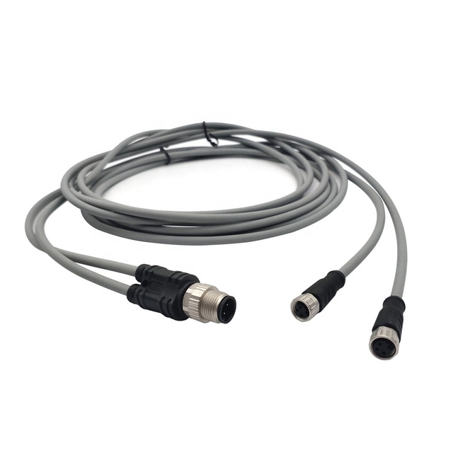 SVLEC Distribution Y Adapter M12 Male 3 Pin Cable Electrical PA66 Material Automotive Use 2M8 to M12 Y Splitter Cable