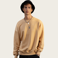 Sweat-shirt pour homme de haute qualité, logo personnalisé brodé, 100% coton Terry 380Gsm, col rond surdimensionné, respectueux de l'environnement