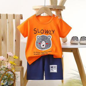 Agent d'achat de Guangzhou : Ensemble en coton à manches courtes pour enfants, T-shirt d'été pour garçons, Short d'été pour filles, Vente en gros pour bébés - Product Image 1