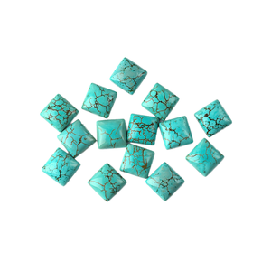 พลอยเทอร์ควอยซ์สีเขียวคุณภาพสูง ทรงเหลี่ยมเจียระไนแบบคาโบชอง หินธรรมชาติ ตัวเลือกยอดนิยมสำหรับการทำเครื่องประดับ ขายส่ง - Product Image 1