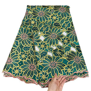 Fil écologique coton suisse <span class=keywords><strong>Filtex</strong></span> tissu de dentelle polonaise broderie vert émeraude - Product Image 1