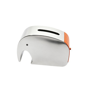 Boîte à mouchoirs en cuir en forme d'éléphant, en acier inoxydable 304, pour la maison et le bureau - Product Image 2