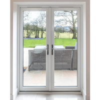 Portes françaises modernes en acier double vitrage, finition noire, pour salle de bain, salon, couloir, cuisine, usage extérieur, taille personnalisée