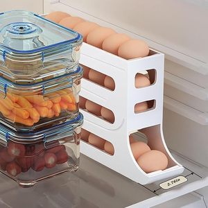 Organizador de Huevos para Refrigerador, Caja de Almacenamiento de Huevos de Cuatro Niveles, Tipo Deslizante Automático, Bandeja Giratoria para Huevos - Product Image 4
