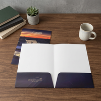 Dossier de présentation de luxe personnalisé, écologique, format A4, avec logo UV sélectif, anti-rayures, pelliculage mat, pour brochure artistique