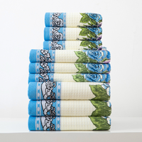 Ensemble de serviettes de bain de luxe à motif floral multicolore avec logo personnalisé, séchage rapide, pour hôtel et maison, en coton de haute qualité