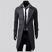 Manteau de Vent Homme OEM/ODM Trench Slim Élégant Croisé Long Coupe-Vent Vêtement d'Extérieur Veste Homme