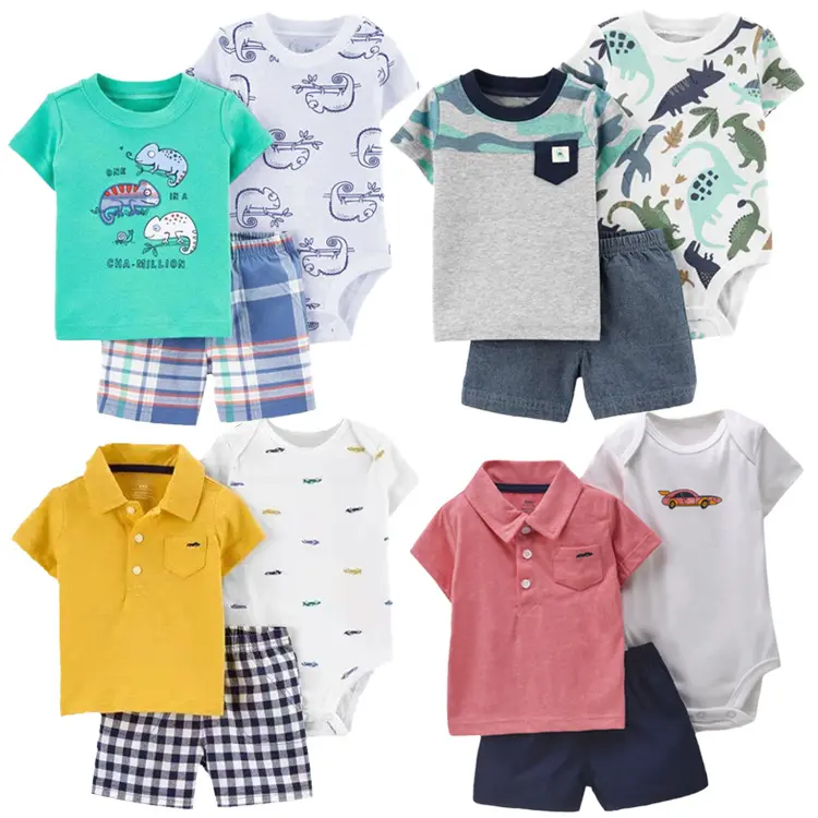 Lässige Baby Jungen Sommer Drei Sets T-Shirts Shorts Hosen Kinder kleidung Kinder Shorts und Top-Sets