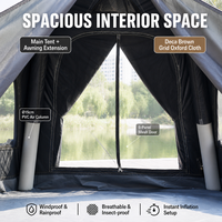 Dôme gonflable de 4,5 m de diamètre en Oxford avec poêle, ouverture pour climatiseur, hublot d'observation, auvent occultant et imperméable