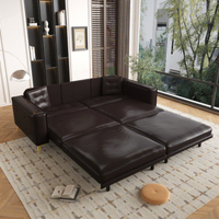 Canapé-lit King Size 3-en-1 en similicuir de 92,1 pouces, convertible, design capitonné, pour salon