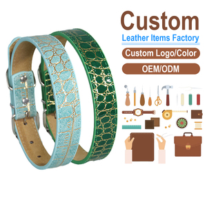 Collier pour animaux de compagnie réglable à motif crocodile, accessoire pour chien/chat en cuir microfibre, logo personnalisé en usine, laisse pour animaux de compagnie - Product Image 1