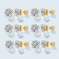 Boucles d'oreilles de luxe Starsgem 0.5ct 1ct 1.5ct 2ct 3ct Round Moissanite en or 14K Push Back Screw Back Moissanite pour femmes