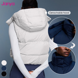Janya-Veste d'hiver légère coupe-vent pour <span class=keywords><strong>femme</strong></span>, col montant, courte à <span class=keywords><strong>capuche</strong></span>, sans manches, imperméable, 90% - Product Image 3
