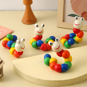 Wooden Twisting Bug Rainbow 10 Segment Educational Toy For Children 2 4 Years Unisex <b>Building</b> <b>Blocks</b> Set - Product Image 3