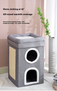 เตียงแมวพับได้อบอุ่น<span class=keywords><strong>2</strong></span><span class=keywords><strong>ชั้น</strong></span>ขายร้อนคอนโดแผ่นกันรอยขีดข่วนปุ่มสากลสี่ฤดูเตียงสัตว์เลี้ยงในร่มสำหรับใช้ชีวิต - Product Image 4